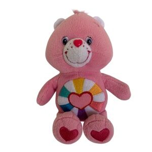 Vintage Care Bears Hopeful Heart Bear Pink Stuffed Animal Toy 2006 Girls 9"X5"